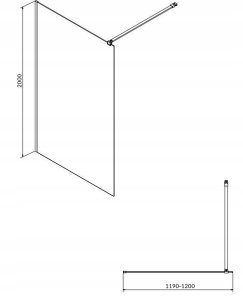 Cersanit (kabiny WALK-IN) Kabina prysznicowa walk-in MILLE - (120x200) czarna (S161-004) 9