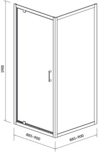 Cersanit (kabiny prysznicowe z brodzikiem) SET B153 Kabina ARTECO kwadratowa - (90x90x190), z brodzikiem TAKO - (90x4) (S601-116) 4