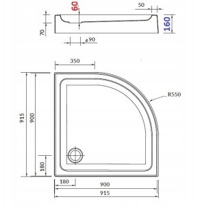 Cersanit (kabiny prysznicowe z brodzikiem) SET B162: Kabina BASIC półokrągła - (90x185), z brodzikiem TAKO - (90x16) (S601-118) 4