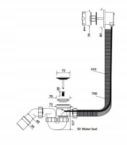 Syfon Cersanit (akcesoria - wanny) Syfon wannowy automatyczny XL (S904-011) 3