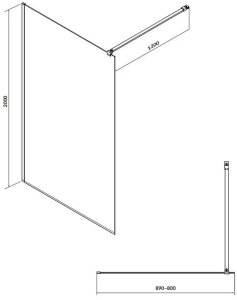 Cersanit (kabiny walk-in) Kabina prysznicowa walk-in MILLE chrom - (90x200) szkło transparentne (S161-006) 6