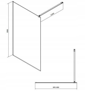 Cersanit (kabiny walk-in) Kabina prysznicowa walk-in MILLE czarna - (90x200) szkło transparentne (S161-008) 5