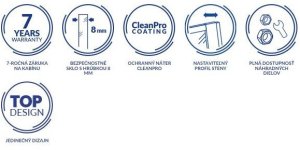 Cersanit (kabiny walk-in) Ścianka stała kabiny prysznicowej walk-in MILLE - (50x200) chrom (S161-014) 4