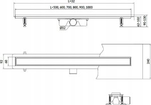 Cersanit Odpływ liniowy z rusztem dwustronnym TAKO 60 stal (S907-008) 2