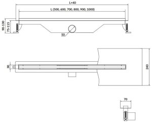 Cersanit Odpływ liniowy slim TAKO 70 stal (S907-013) 3