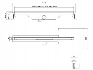 Cersanit Odpływ liniowy slim TAKO 80 stal (S907-014) 2