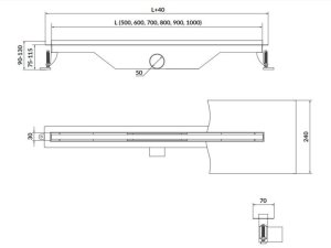 Cersanit Odpływ liniowy slim TAKO 90 stal (S907-015) 3