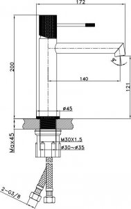 Bateria umywalkowa Cersanit Zen stojąca czarny (S951-595) 2