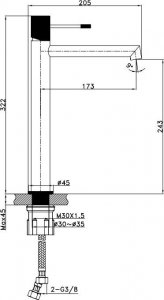 Bateria umywalkowa Cersanit Zen stojąca czarny (S951-596) 2