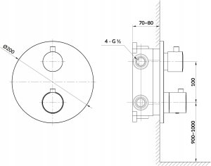 Bateria prysznicowa Cersanit (baterie wannowo-prysznicowe podtynkowe) Bateria wannowo-natryskowa termostatyczna podtynkowa ZEN chrom, z boksem (S951-564) 2