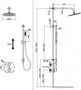 Zestaw prysznicowy Cersanit SET B553 zestaw podtynkowy, ZEN czarny, z baterią termostatyczną wannowo-natryskową, z boksem (S952-033) 2