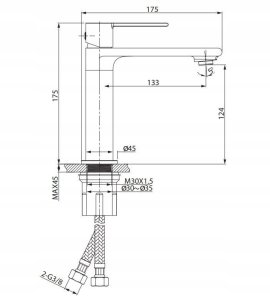 Bateria umywalkowa Cersanit (baterie umywalkowe) Bateria umywalkowa sztorcowa VIRGO chrom (S951-587) 5
