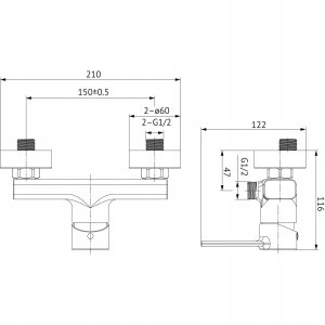 Bateria prysznicowa Cersanit (baterie prysznicowe) Bateria natryskowa ścienna ZIP chrom (S951-578) 2