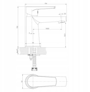 Bateria umywalkowa Cersanit (baterie umywalkowe) Bateria umywalkowa sztorcowa MODUO czarna (S951-584) 2