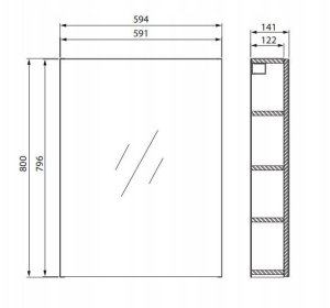 Cersanit (szafki lustrzane) Szafka lustrzana CITY by Cersanit 60 biała DSM (S584-024-DSM) 8