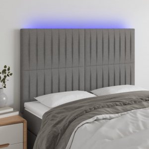 vidaXL vidaXL Zagłówek do łóżka z LED, ciemnoszary, 144x5x118/128 cm, tkanina 1