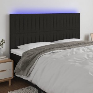 vidaXL vidaXL Zagłówek do łóżka z LED, czarny, 180x5x118/128 cm, tkanina 1