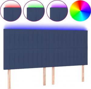 vidaXL vidaXL Zagłówek do łóżka z LED, niebieski, 180x5x118/128 cm, tkanina 2