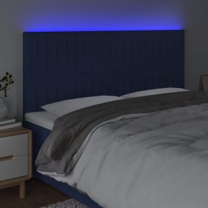 vidaXL vidaXL Zagłówek do łóżka z LED, niebieski, 180x5x118/128 cm, tkanina 3