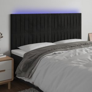 vidaXL vidaXL Zagłówek do łóżka z LED, czarny, 180x5x118/128 cm, aksamit 1