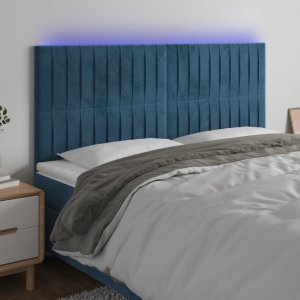 vidaXL vidaXL Zagłówek do łóżka z LED, ciemnoniebieski, 180x5x118/128 cm 1