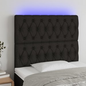 vidaXL vidaXL Zagłówek do łóżka z LED, czarny, 90x7x118/128 cm, tkanina 1