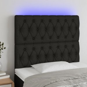 vidaXL vidaXL Zagłówek do łóżka z LED, czarny, 100x7x118/128 cm, tkanina 1