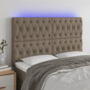 vidaXL vidaXL Zagłówek do łóżka z LED, taupe, 144x7x118/128 cm, tkanina 1