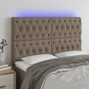 vidaXL vidaXL Zagłówek do łóżka z LED, taupe, 160x7x118/128 cm, tkanina 1