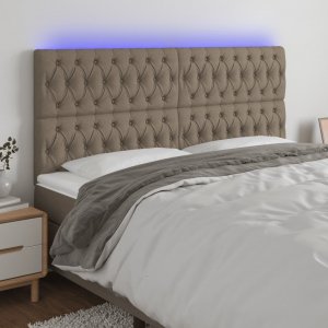 vidaXL vidaXL Zagłówek do łóżka z LED, taupe, 180x7x118/128 cm, tkanina 1