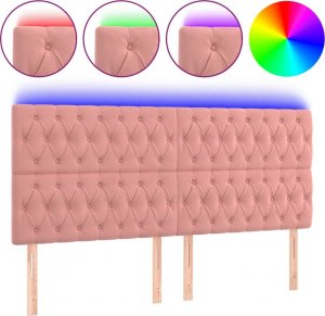 vidaXL vidaXL Zagłówek do łóżka z LED, różowy, 180x7x118/128 cm, aksamit 2