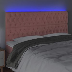 vidaXL vidaXL Zagłówek do łóżka z LED, różowy, 180x7x118/128 cm, aksamit 3
