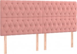 vidaXL vidaXL Zagłówek do łóżka z LED, różowy, 180x7x118/128 cm, aksamit 4