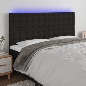 vidaXL vidaXL Zagłówek do łóżka z LED, czarny, 160x5x118/128 cm, tkanina 1