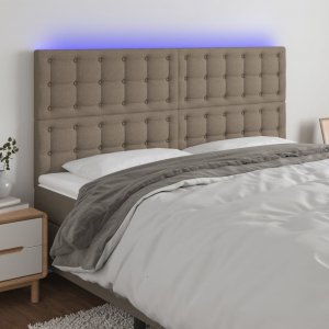 vidaXL vidaXL Zagłówek do łóżka z LED, taupe, 160x5x118/128 cm, tkanina 1