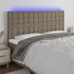 vidaXL vidaXL Zagłówek do łóżka z LED, taupe, 200x5x118/128 cm, tkanina 1