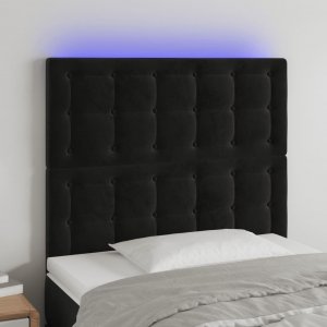 vidaXL vidaXL Zagłówek do łóżka z LED, czarny, 80x5x118/128 cm, aksamit 1