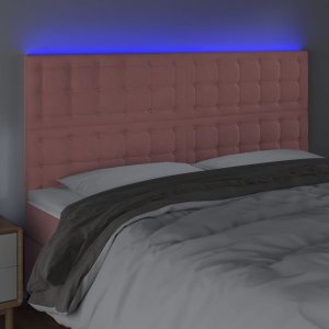 vidaXL vidaXL Zagłówek do łóżka z LED, różowy, 160x5x118/128 cm, aksamit 3