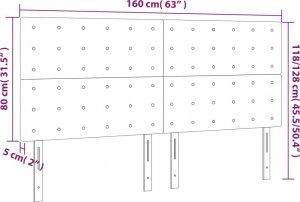 vidaXL vidaXL Zagłówek do łóżka z LED, różowy, 160x5x118/128 cm, aksamit 6
