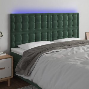 vidaXL vidaXL Zagłówek do łóżka z LED, ciemnozielony, 180x5x118/128 cm 1