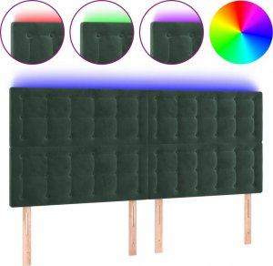 vidaXL vidaXL Zagłówek do łóżka z LED, ciemnozielony, 180x5x118/128 cm 2