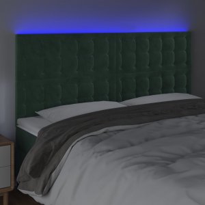 vidaXL vidaXL Zagłówek do łóżka z LED, ciemnozielony, 180x5x118/128 cm 3