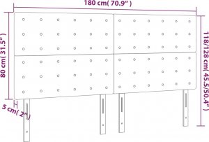 vidaXL vidaXL Zagłówek do łóżka z LED, ciemnozielony, 180x5x118/128 cm 6