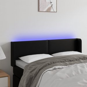 vidaXL vidaXL Zagłówek do łóżka z LED, czarny, 147x16x78/88cm, sztuczna skóra 1