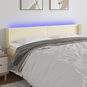 vidaXL vidaXL Zagłówek do łóżka z LED, kremowy 163x16x78/88 cm sztuczna skóra 1