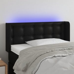 vidaXL vidaXL Zagłówek do łóżka z LED, czarny, 83x16x78/88 cm, sztuczna skóra 1