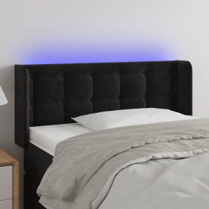 vidaXL vidaXL Zagłówek do łóżka z LED, czarny, 93x16x78/88 cm, aksamit 1