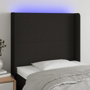 vidaXL vidaXL Zagłówek do łóżka z LED, czarny, 83x16x118/128 cm, tkanina 1