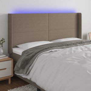 vidaXL vidaXL Zagłówek do łóżka z LED, taupe, 163x16x118/128 cm, tkanina 1