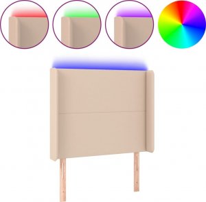 vidaXL vidaXL Zagłówek do łóżka z LED, cappuccino, 103x16x118/128cm, ekoskóra 2